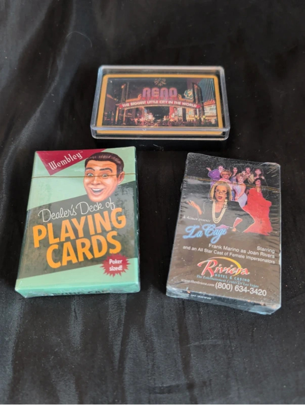 Lot of 3 vintage card decks Reno La Cage wembley